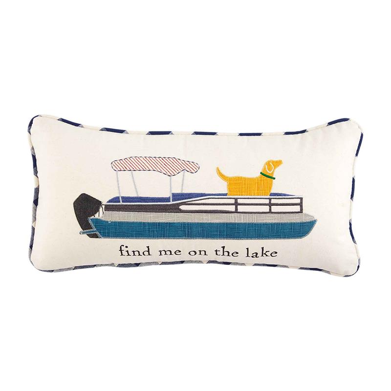 Applique Pillow - Find Me Lake,Mud Pie,41600695F