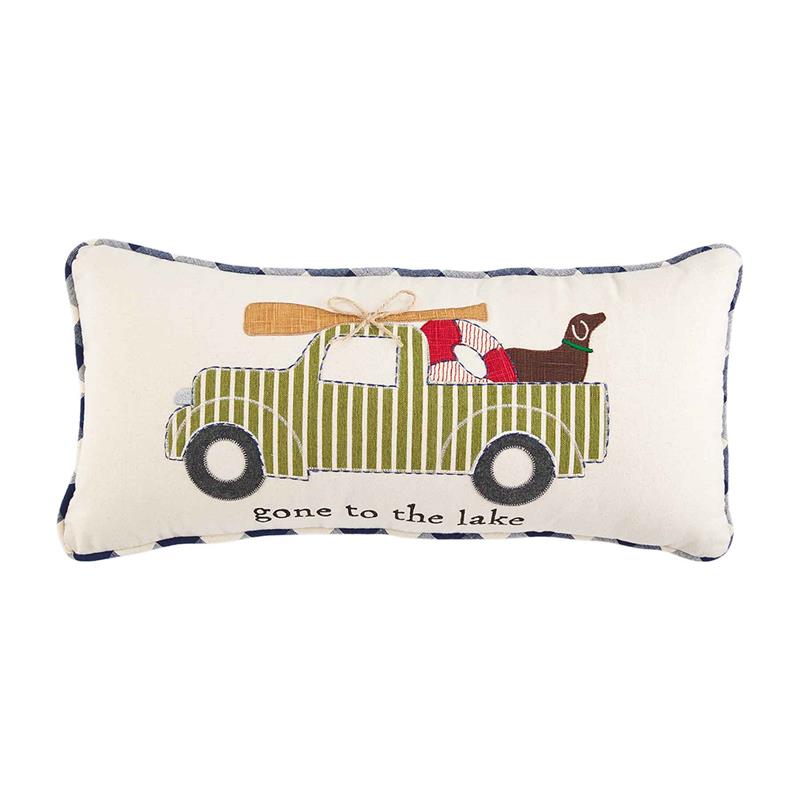 Applique Pillow - Gone To Lake,Mud Pie,Z41600695G