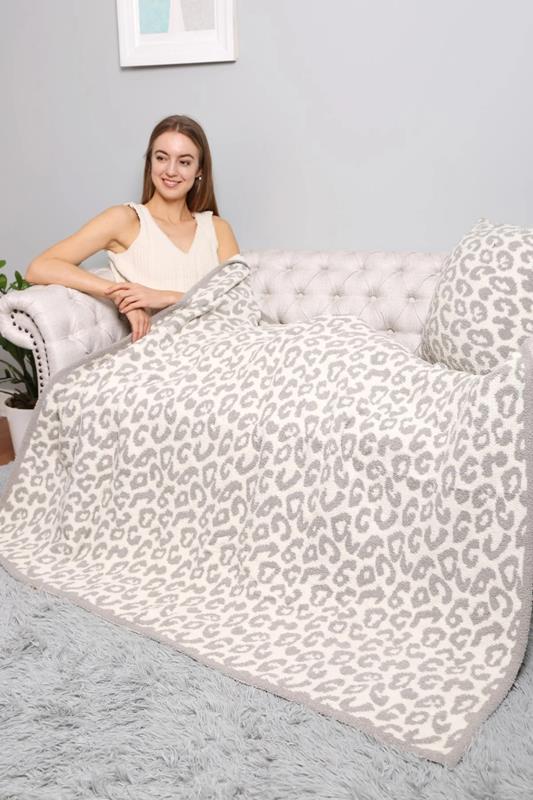 Luxe Plush Blanket - Leopard,JCL1010 GRAY