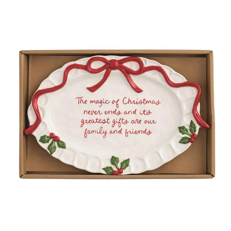 Sentiment Plate - Bow Christmas,Mud Pie,40700874B