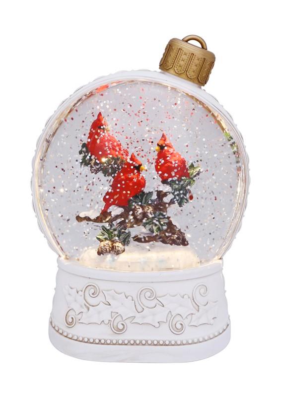 6.75 in - Cardinal Trio Ornament Glitter Lantern,75010-C